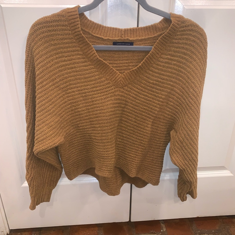 Dark yellow american eagle cropped sweater!